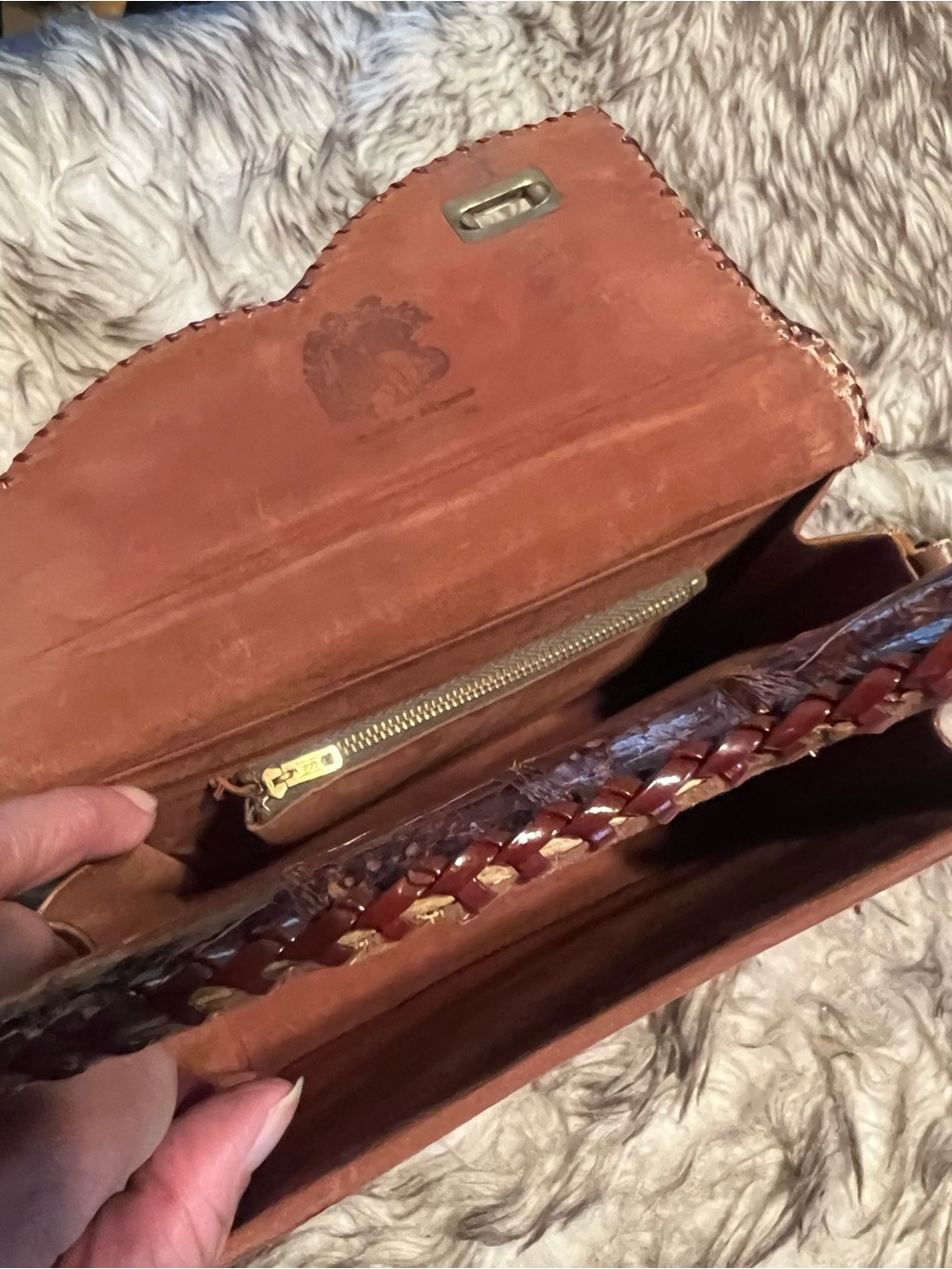 Vintage Brown ALLIGATOR Leather Clutch and Wristlet(2) Set (1 missing strap) - Picture 9 of 14